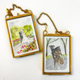 Custom Mini Gold-Framed Pet Portrait Ornaments