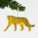 Wooden Silkscreen Cheetah Ornament Ornaments