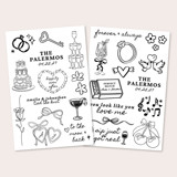 Modern Wedding Temporary Tattoos (2 Sheets) Party Favors