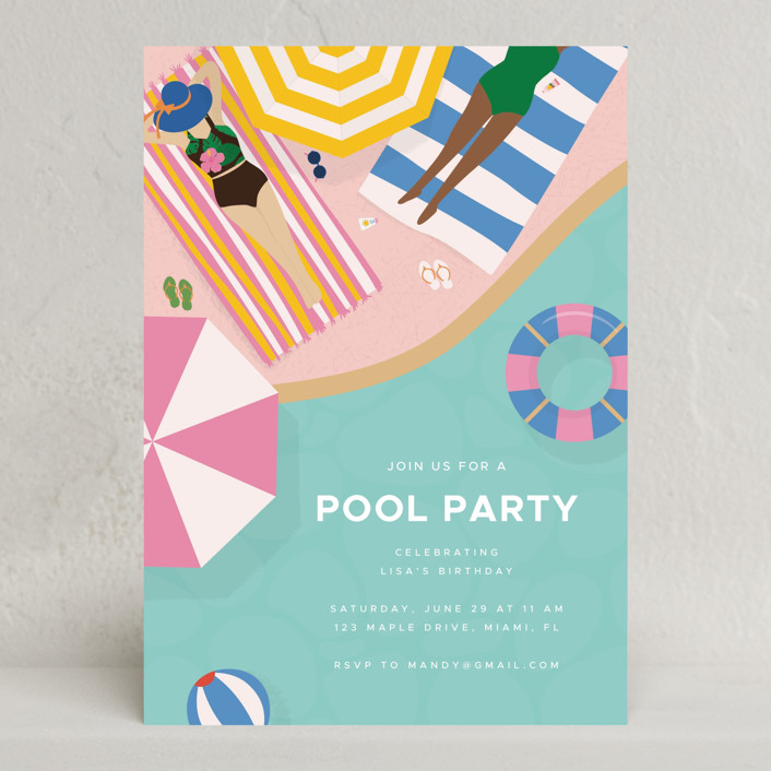 At the pool Party Invitations by Vera Lim Minted