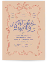 watercolor ribbon Party Invitations