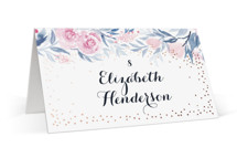 Monogrammed watercolor floral Foil-Pressed Place Cards