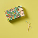 Floral Meadow Matchbox with Colorful Matchsticks