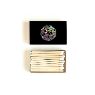 Disco Ball Matchbox, Holographic on Black Party Matches and Matchbooks