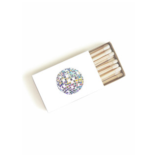 Disco Ball Matchbox, Holographic on White Party Matches and Matchbooks