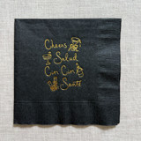 Cheers, salud, cin cin, santé cocktail napkins - Black Napkins (Set of 20)