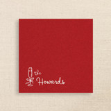 Red Linen-Like Napkin with Personalized Family Name & Champagne Glass Icon Party Napkins
