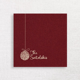 Personalized Burgundy Holiday Cocktail Napkins with Ornament Icon | Pack of 50 Party Napkins