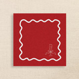 Champagne Glass with Wavy Border Premium Red Cocktail Napkins Party Napkins