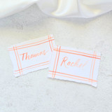 Watercolor Orange Plaid Place Cards- Personalized with Hand-Lettering- Set of 10 Party Place Cards