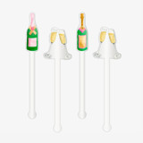 Champagne Bottles and Flutes Celebration Acrylic Drink Stir Sticks (Set of 4) Party Stir Sticks