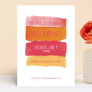 Watercolor Strokes Sweet Sixteen Party Invitations