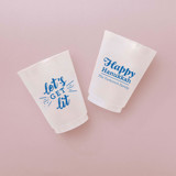 Custom Let's Get Lit Hanukkah Frosted Plastic Cup, set of 50 Party Cups