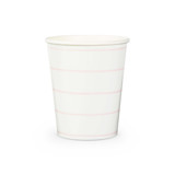Blush Frenchie Stripes 9 oz Cups - Pack of 8 Party Cups