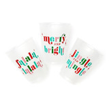 Jingle and Mingle Christmas Party Frosted Plastic Cups, Pack of 12 Party Cups