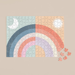 Double Rainbow with Moon and Sun 252-Piece Art Puzzle