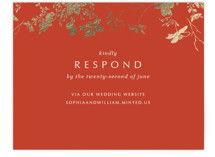 Abstract Flora Foil-Pressed RSVP Online Enclosure Cards