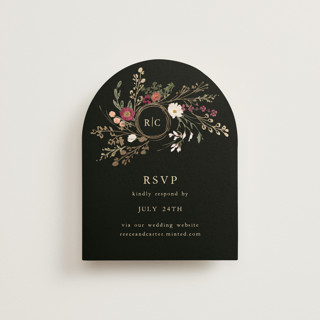 Monogrammed Floral Foil-Pressed RSVP Online Enclosure Cards