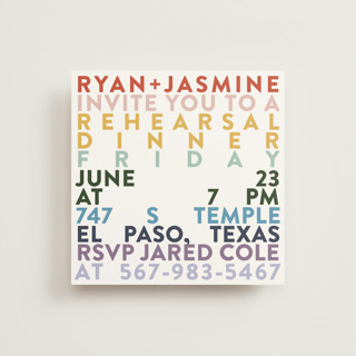 Rainbow Rehearsal Rehearsal Dinner Invitations