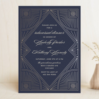 Gatsby Frame Foil-Pressed Rehearsal Dinner Invitations