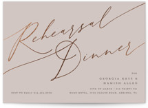 Flowy Script Foil-Pressed Rehearsal Dinner Invitations