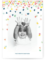 Happy Confetti Letters New Year Photo Cards