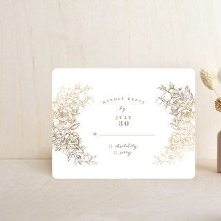 Engraved Flowers Foil-Pressed RSVP Cards