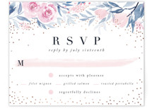 Monogrammed watercolor floral Foil-Pressed RSVP Cards