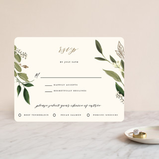 Greenery Crown Foil-Pressed RSVP Cards