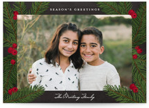 Pine Sprig Frame Holiday Photo Cards