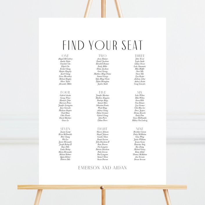 Arcadia Custom Seating Chart by Jennifer Wick Minted