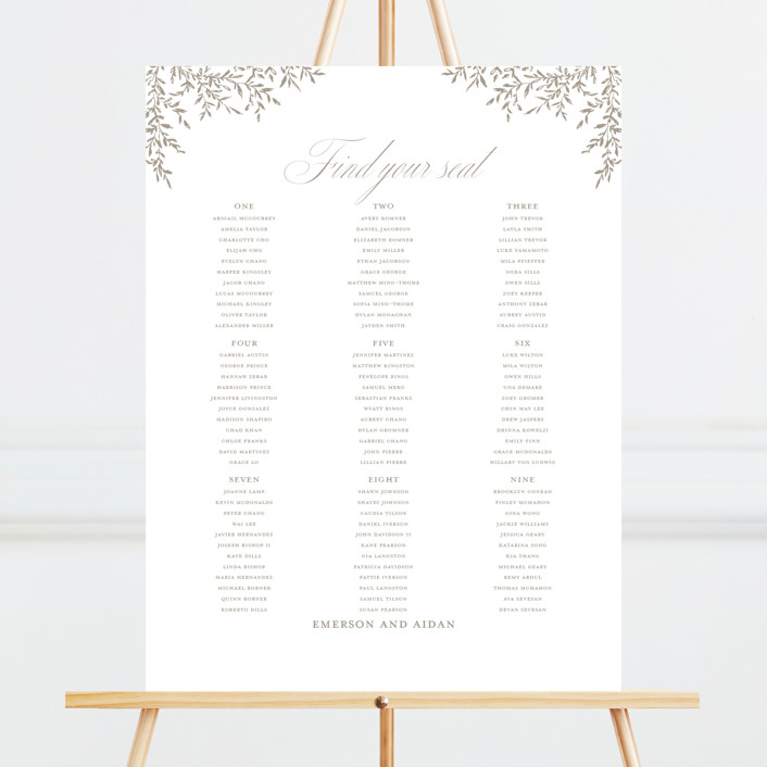 Romantic Wreath Custom Seating Chart by Wildfield Paper Co Minted