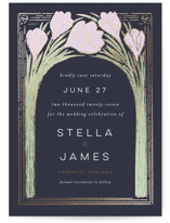 Deco Spring Florals Foil-Pressed Save The Date Cards