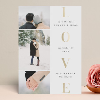 Lovely stack Foil-Pressed Save The Date Cards