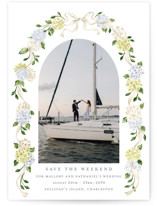 Coastal Hydrangea Foil-Pressed Save The Date Cards