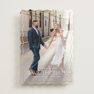 Scalloped Border Foil-Pressed Save The Date Cards