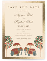 Indian Elephant Foil-Pressed Save The Date Cards