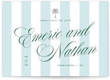Palm Stripes Foil-Pressed Save The Date Cards
