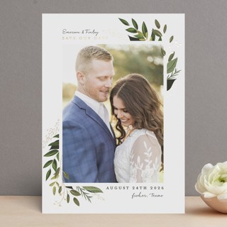 Vines of Green Foil-Pressed Save The Date Cards