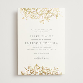 Gilded Wildflowers Foil-Pressed Save The Date Cards
