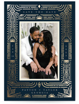Gatsby and Daisy Foil-Pressed Save The Date Cards
