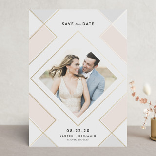 Soft Glass Foil-Pressed Save The Date Cards