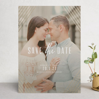 Diamond Border Foil-Pressed Save The Date Cards