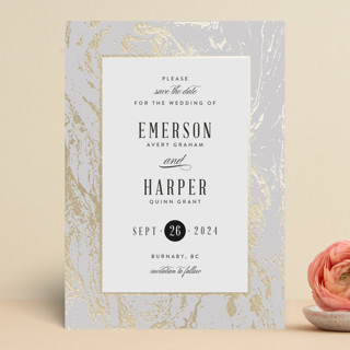 Modern Marble Foil-Pressed Save The Date Cards