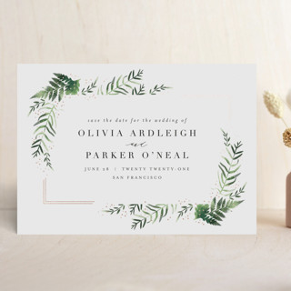 Framed in Ferns Foil-Pressed Save The Date Cards
