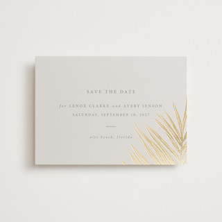 Gilded Palm Foil-Pressed Save the Date Postcards