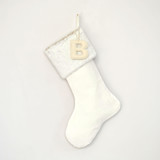 Personalized Christmas Stocking, Velvet White Faux Fur Stockings