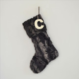 Personalized Christmas Stocking, Dark Gray Faux Fur Stockings
