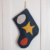 Small Green Quilted Stocking with Multi-Color Appliqué Details Stockings