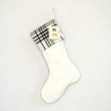Personalized Christmas Stocking, Velvet Black, Gray & White Plaid Stockings